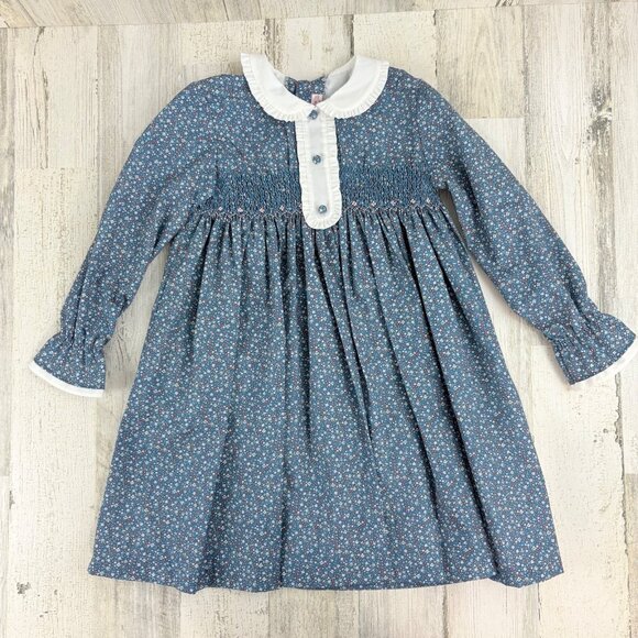 La Coqueta Blue Floral Smocked Girls Dress Sz 6 NWT - Picture 1 of 11